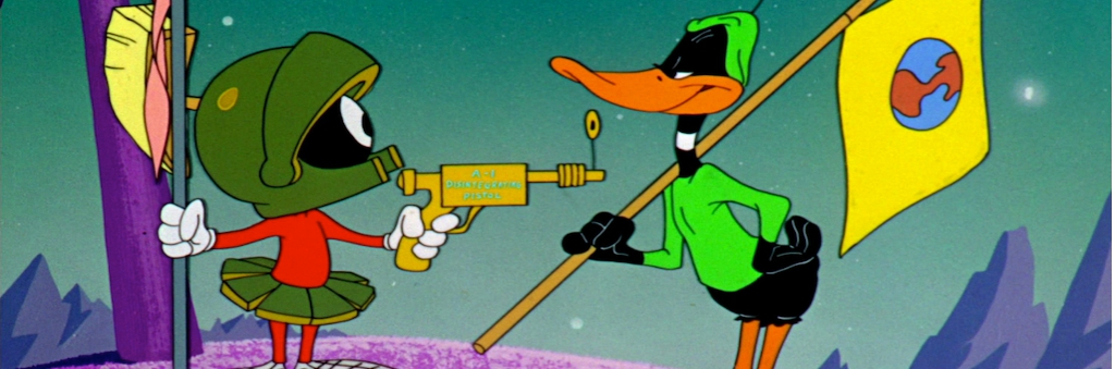 Banner Daffy Duck Staring as Duck Dodgers