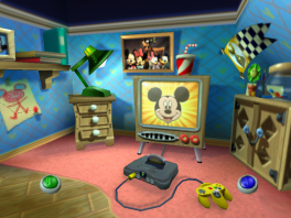 Como puedes ver en el menú, a Mickey tampoco le disgusta un juego de <a href = https://www.mario64.nl/es/informacion-del-juego-de-Nintendo-64.php?t=Nintendo_64 target = _blank>N64</a> de vez en cuando.