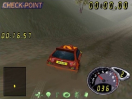 Deze game werkt met checkpoints, omdat je je auto ook in de prak kan rijden...