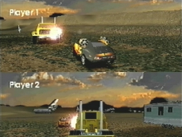 The Vigilante 8 games are not so much racing games, but more fighting games with cars.